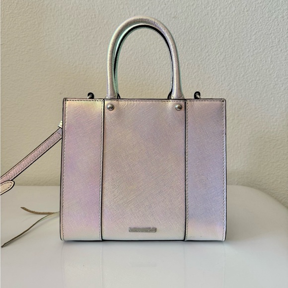 Rebecca Minkoff ✨Iridescent✨ Canvas Leather Tote w/ Shoulder Trap - Picture 4 of 10